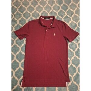 Men's Polo Burgundy U.S. Polo Assn. Ultimate Pique Casual Dress Shirt Small